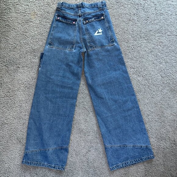 LIQUID LAGOON Y2K WIDE LEG DENIM JNCO STYLE  HEAVY BAGGY SKATER JEANS 30/32 - Picture 7 of 14